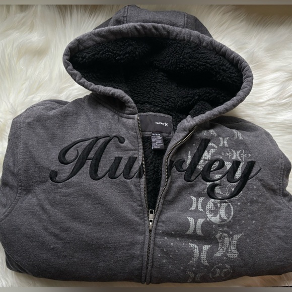 Vintage Hurley Fur lined Hoodie UNISEX - Picture 1 of 3